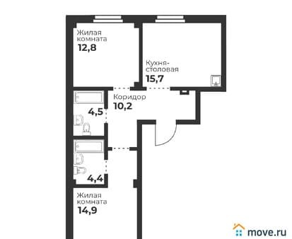 Продать двухкомнатную квартиру, 62.5 м², этаж 2 из 23. Фото 1