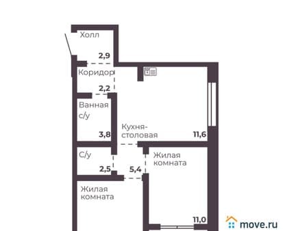 Купить двухкомнатную квартиру, 49.9 м², этаж 3 из 17. Фото 1