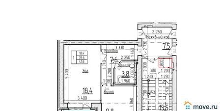 Продажа однокомнатной квартиры, 41.8 м², этаж 1 из 5. Фото 1