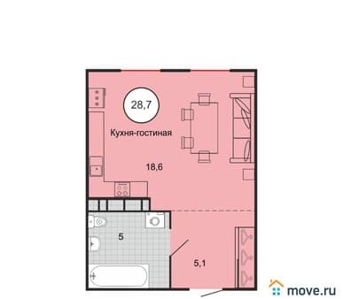 Продаем однокомнатную квартиру, 28.7 м², этаж 7 из 8. Фото 1