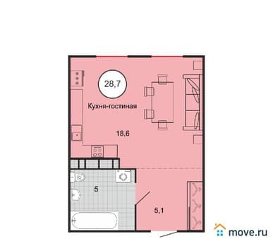 Объявление о продаже однокомнатной квартиры, 28.7 м², этаж 4 из 8. Фото 1