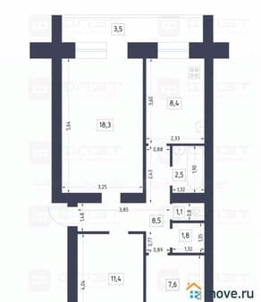 Продам трехкомнатную квартиру, 63.1 м², этаж 1 из 2. Фото 3