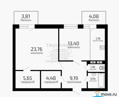 Продам двухкомнатную квартиру, 70.14 м², этаж 5 из 18. Фото 1
