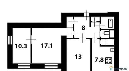 Продать трехкомнатную квартиру, 61.8 м², этаж 1 из 16. Фото 5
