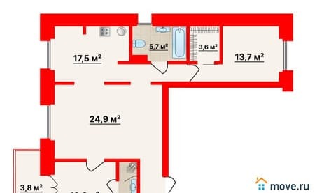 Продажа трехкомнатной квартиры, 86.7 м², этаж 4 из 21. Фото 1