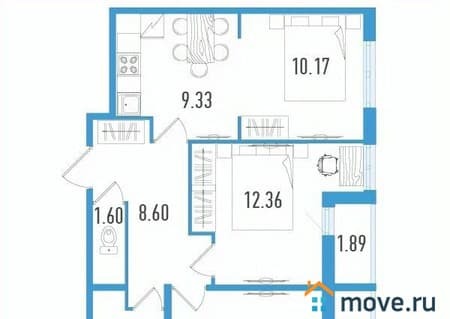 Продажа трехкомнатной квартиры, 64.93 м², этаж 2 из 12. Фото 1
