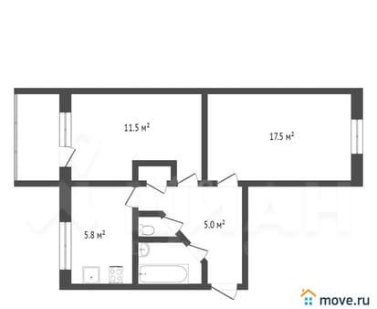Продажа двухкомнатной квартиры, 45.6 м², этаж 3 из 5. Фото 3