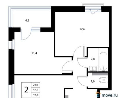 Продам двухкомнатную квартиру, 49.2 м², этаж 3 из 3. Фото 5