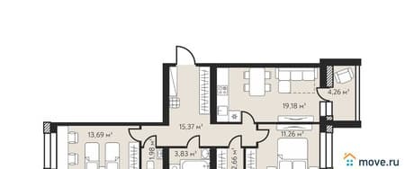 Продается трехкомнатная квартира, 72.23 м², этаж 7 из 9. Фото 1