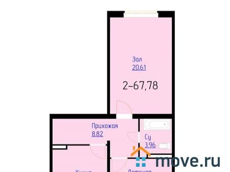 Продается двухкомнатная квартира, 67 м², этаж 8 из 9. Фото 1