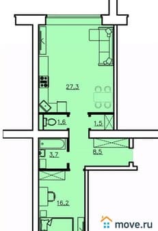 Продажа однокомнатной квартиры, 16.2 м², этаж 2 из 9. Фото 1