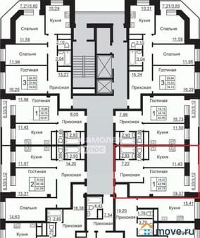 Продам однокомнатную квартиру, 45.7 м², этаж 16 из 18. Фото 1