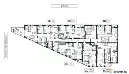 Купить трехкомнатную квартиру, 104.71 м², этаж 3 из 6. Фото 4