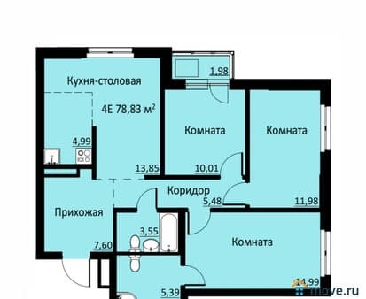 Продается четырехкомнатная квартира, 78.88 м², этаж 12 из 16. Фото 1