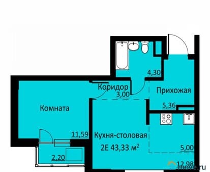 Продаю двухкомнатную квартиру, 43.33 м², этаж 2 из 16. Фото 1