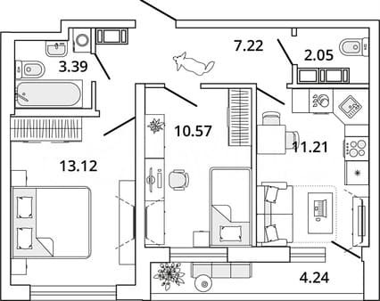 Продам двухкомнатную квартиру, 49.7 м², этаж 18 из 19. Фото 1