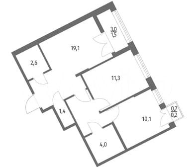 Продам двухкомнатную квартиру, 55.5 м², этаж 9 из 12. Фото 2