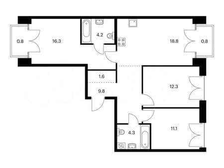 Продажа трехкомнатной квартиры, 80 м², этаж 3 из 9. Фото 1