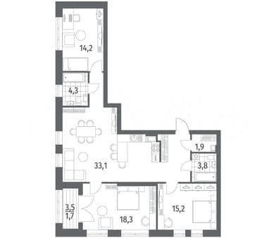Продажа трехкомнатной квартиры, 102.7 м², этаж 3 из 11. Фото 2