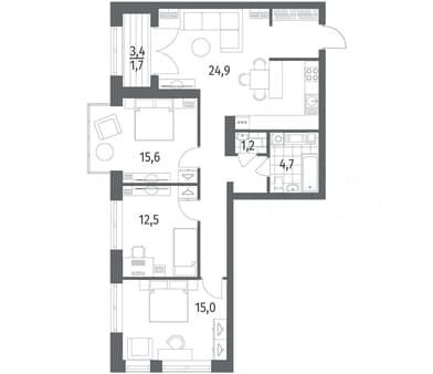 Продать трехкомнатную квартиру, 89.5 м², этаж 4 из 13. Фото 1
