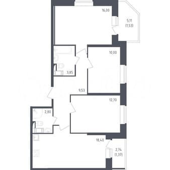 Продать четырехкомнатную квартиру, 76.2 м², этаж 9 из 23. Фото 1