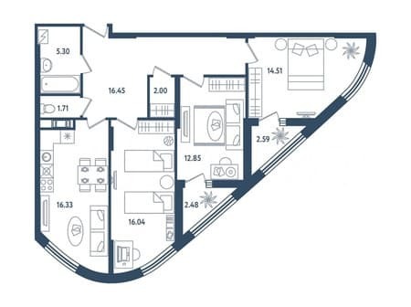 Продается трехкомнатные апартаменты, 87.7 м², этаж 2 из 10. Фото 1