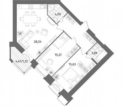Объявление о продаже двухкомнатной квартиры, 79.3 м², этаж 6 из 13. Фото 6