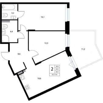 Продам трехкомнатную квартиру, 65.5 м², этаж 1 из 3. Фото 4