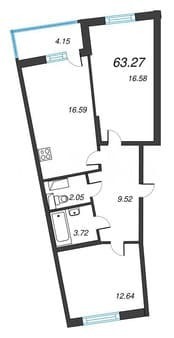 Продам двухкомнатную квартиру, 65.4 м², этаж 17 из 22. Фото 1