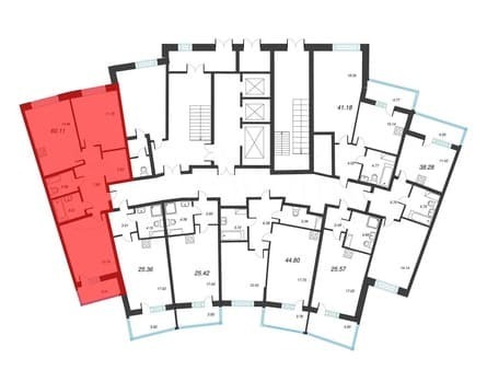 Продается двухкомнатная квартира, 61.8 м², этаж 1 из 22. Фото 2