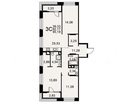 Продаю трехкомнатную квартиру, 95.2 м², этаж 5 из 25. Фото 2