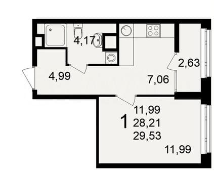 Продаем однокомнатную квартиру, 29.5 м², этаж 12 из 25. Фото 3