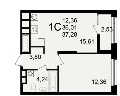 Продаю однокомнатную квартиру, 37.3 м², этаж 23 из 25. Фото 2