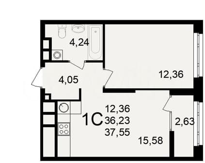 Продам однокомнатную квартиру, 37.6 м², этаж 18 из 25. Фото 2