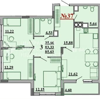 Продается трехкомнатная квартира, 85.6 м², этаж 5 из 26. Фото 2