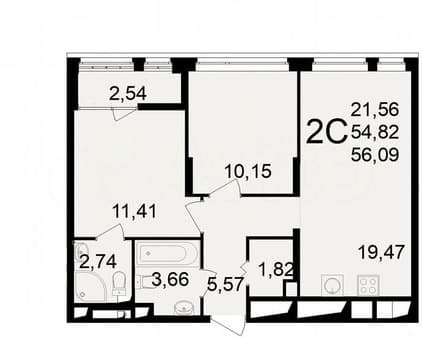 Продается двухкомнатная квартира, 56.1 м², этаж 18 из 25. Фото 3