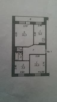 Купить трехкомнатную квартиру, 61 м², этаж 1 из 3. Фото 2