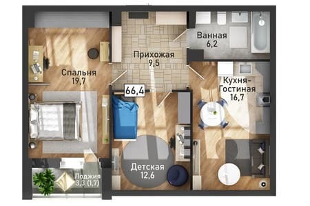 Продаю трехкомнатную квартиру, 66.2 м², этаж 12 из 21. Фото 7