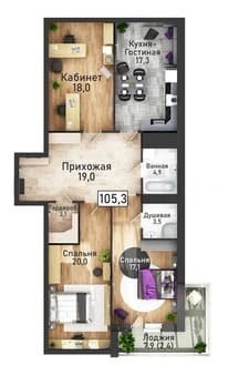 Продаю четырехкомнатную квартиру, 105.3 м², этаж 2 из 21. Фото 1
