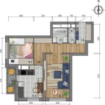 Купить двухкомнатную квартиру, 57.8 м², этаж 2 из 25. Фото 1