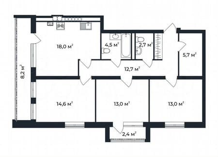 Продам трехкомнатную квартиру, 89 м², этаж 2 из 5. Фото 1