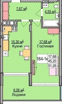 Продажа однокомнатной квартиры, 57.3 м², этаж 2 из 6. Фото 1