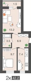 Продаем двухкомнатную квартиру, 42.2 м², этаж 4 из 4. Фото 5