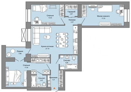Продам четырехкомнатную квартиру, 97 м², этаж 3 из 9. Фото 1
