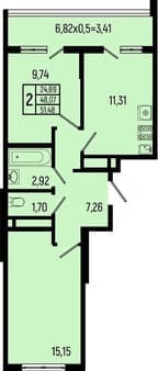 Продажа двухкомнатной квартиры, 51.5 м², этаж 2 из 9. Фото 7
