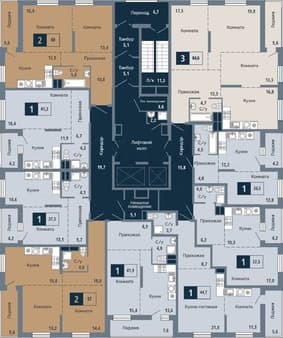 Купить однокомнатную квартиру, 41.3 м², этаж 1 из 19. Фото 2