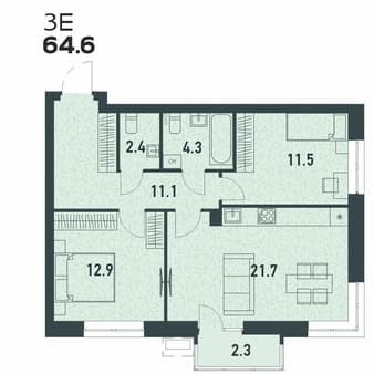 Продать трехкомнатную квартиру, 64.6 м², этаж 3 из 16. Фото 1