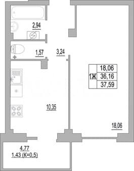 Продам однокомнатную квартиру, 38.2 м², этаж 1 из 10. Фото 1