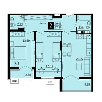 Продаю двухкомнатную квартиру, 73.7 м², этаж 18 из 24. Фото 1