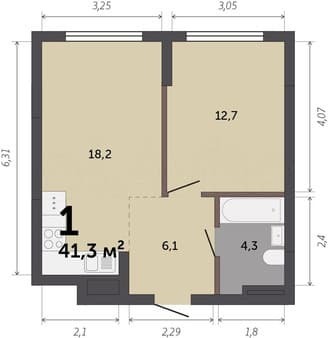 Продаем однокомнатную квартиру, 41.3 м², этаж 5 из 12. Фото 1
